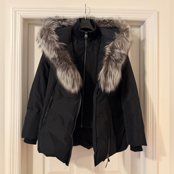 Mackage Black Puffer Jacket with Fur Trim - Picture 2 of 9